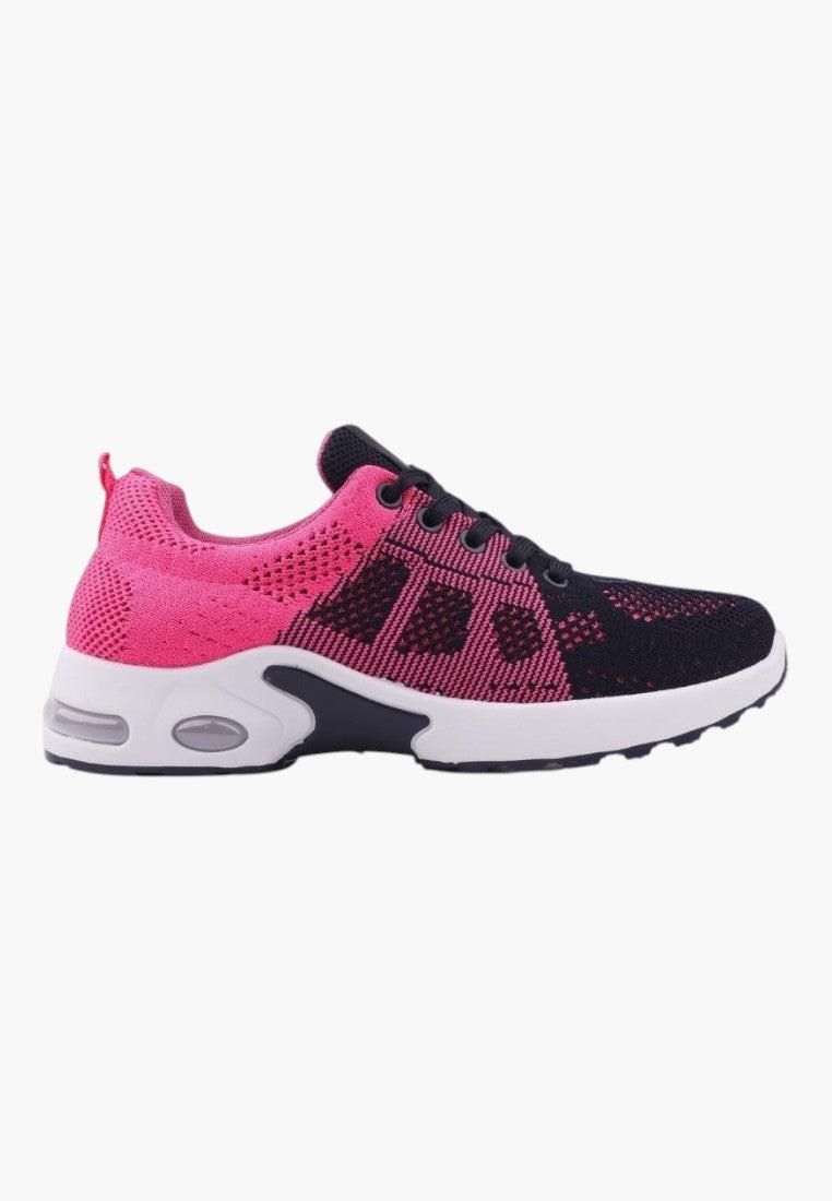 Różowe sneakersy damskie z miękką wkładką, widok z boku.