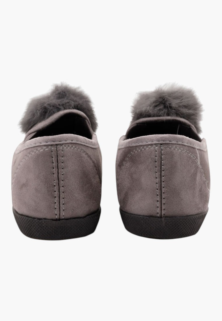 Ciemno szare slip on kapcie, widok z tyłu