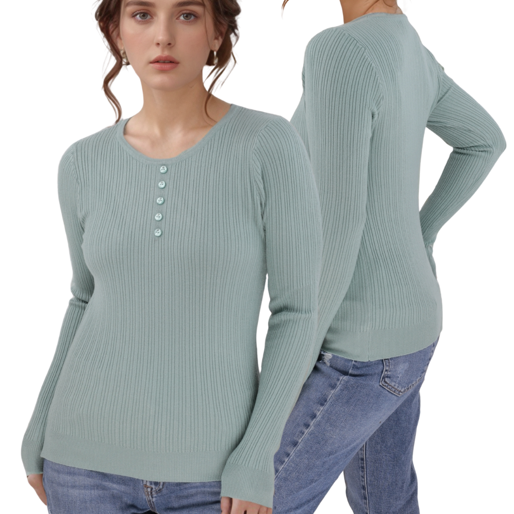 Stylowy sweter damski w jasnym zielonym kolorze, widok w stylu życia.